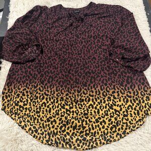 Torrid womens cheetah print ombre blouse 3 sheer sexy curvy
